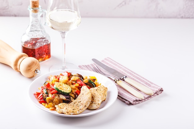 Meal plated on a table